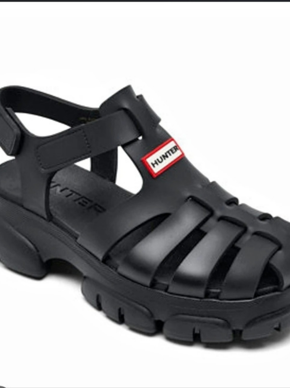 Hunter Belah Lug Sole Fisherman Sandal Black Size 11